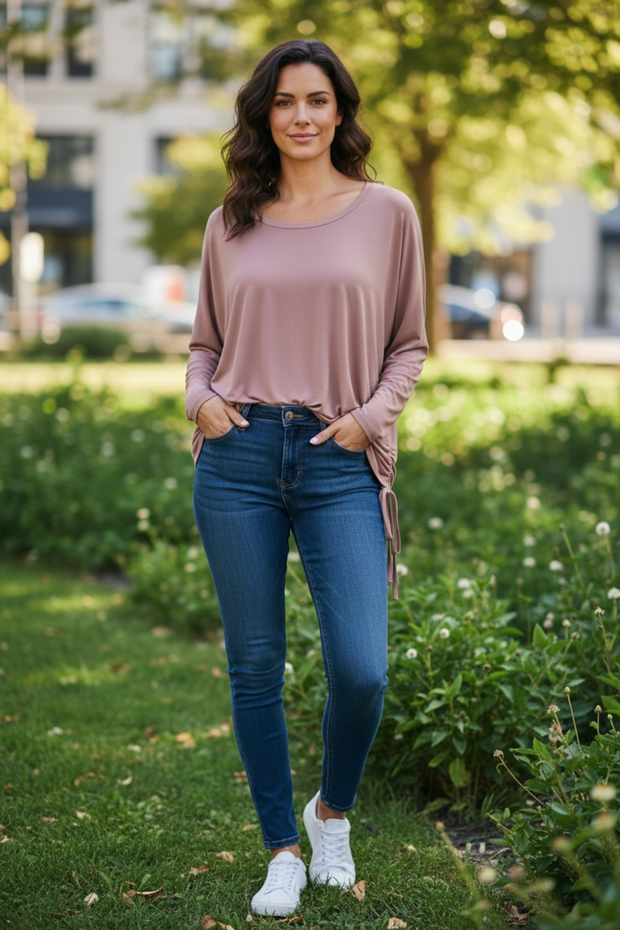 NWT All in Motion Women's Light Brown Long Sleeve Crewneck Pullover Top